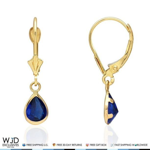 Jewels By Lux 14k Yellow Gold Dangle Pear Gemstone Bezel Lever-back Earrings Jewels By Lux 14k Yellow Gold Dangle Pear Gemstone Bezel Lever-back Earrings